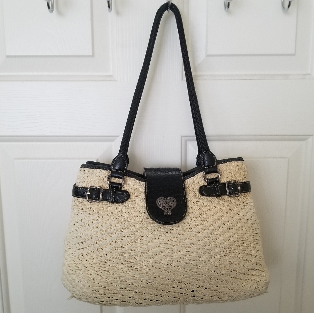 Brighton Handbag Straw Woven and Leather